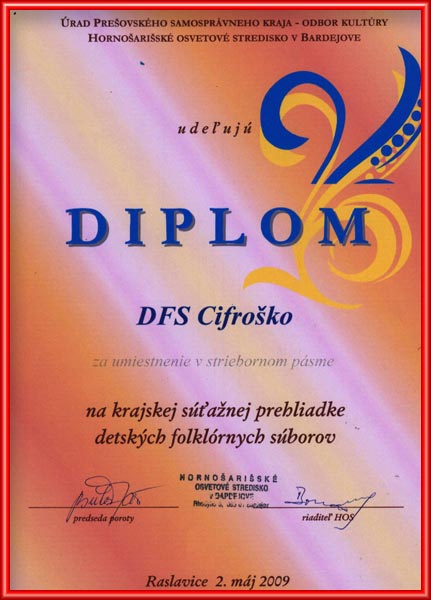 Diplom DFS Cifroško - Raslavice 2009